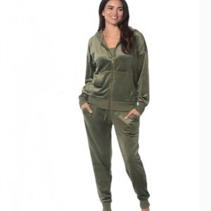 Felina Olive Green Velour Pantsuit